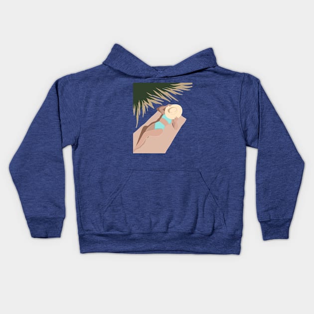 Woman at the beach 5 Kids Hoodie by Miruna Mares